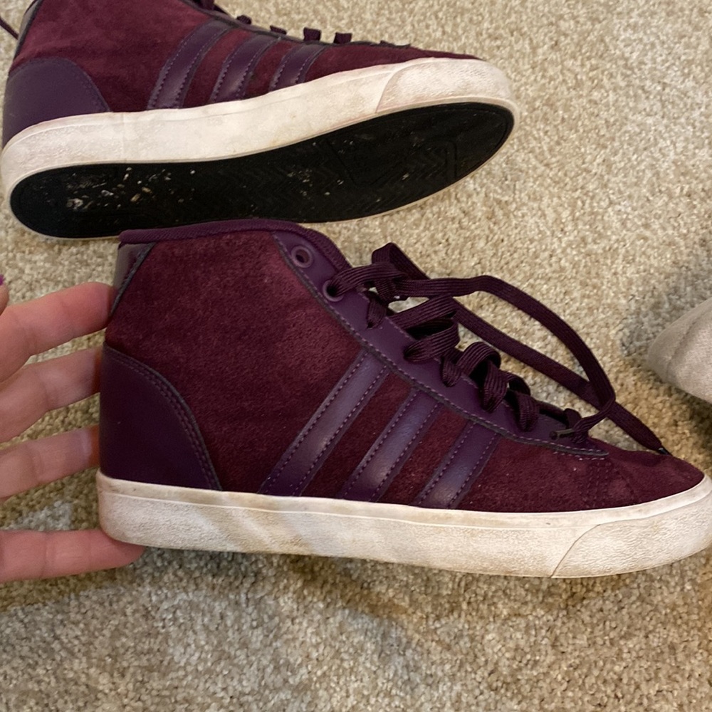 Purple Adidas neo ankle suede shoes